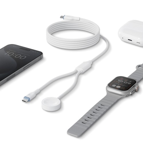 Energea ЗУ для Apple Watch Bazic GoCharge Deuce 2in1 кабель USB-C to C +AW chager 1.8m White