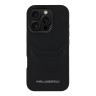Karl Lagerfeld для iPhone 16 Pro чехол Cardslot PU Grained leather Metal Long logo Hard Black