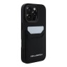 Karl Lagerfeld для iPhone 16 Pro чехол Cardslot PU Grained leather Metal Long logo Hard Black