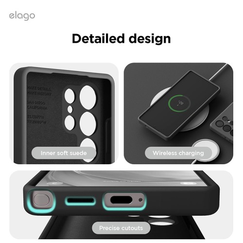 Elago для Galaxy S25 Ultra чехол Soft silicone (Liquid) Black