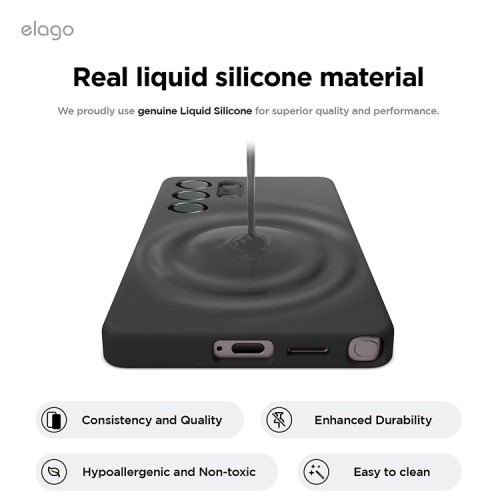 Elago для Galaxy S25 Ultra чехол Soft silicone (Liquid) Black