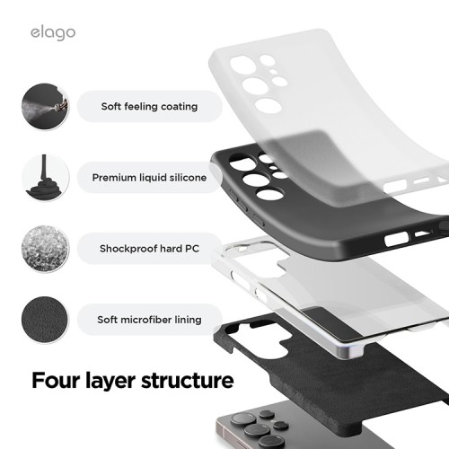 Elago для Galaxy S25 Ultra чехол Soft silicone (Liquid) Black