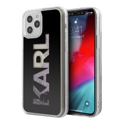 Чехол Karl Lagerfeld Liquid Glitter Karl logo Hard для iPhone 12 Pro Max, черный