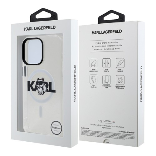 Karl Lagerfeld для iPhone 15 Pro Max чехол PC/TPU Sketch Choupette прозрачный (MagSafe)