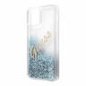 Чехол Guess Liquid Glitter Script Vintage logo для iPhone 12 | 12 Pro, голубой