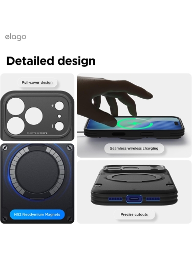 Elago для iPhone 17 Pro Max чехол Magnetic Armor Ring Stand Black (MagSafe)