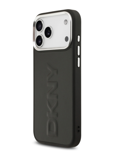 DKNY для iPhone 17 Pro Max чехол PU Large Embossed Vertical logo Metal camera Hard Black