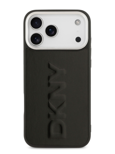 DKNY для iPhone 17 Pro Max чехол PU Large Embossed Vertical logo Metal camera Hard Black