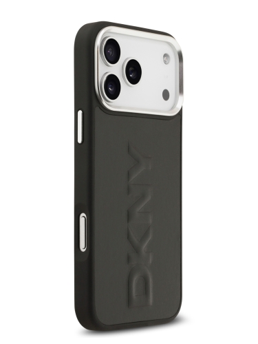 DKNY для iPhone 17 Pro Max чехол PU Large Embossed Vertical logo Metal camera Hard Black