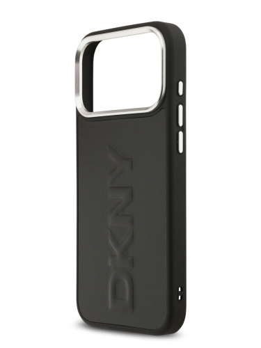 DKNY для iPhone 17 Pro Max чехол PU Large Embossed Vertical logo Metal camera Hard Black