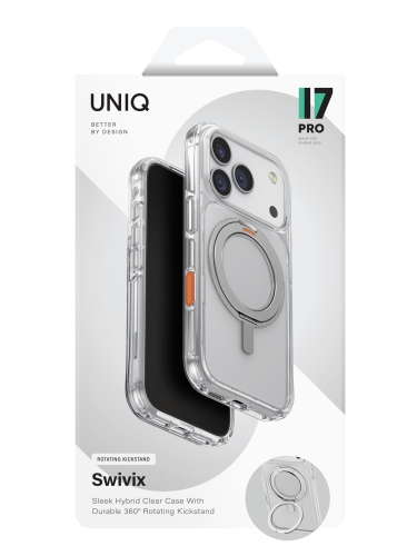 Uniq для iPhone 17 Pro чехол Swivix with 360-Rotating stand Lucent Clear (Magsafe)
