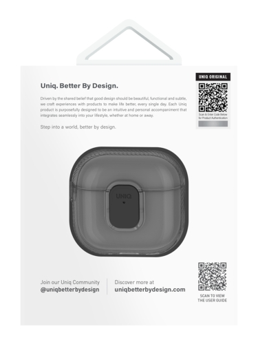 Uniq для Airpods 4 чехол Glase PRO TPU Lock case Glossy Smoke