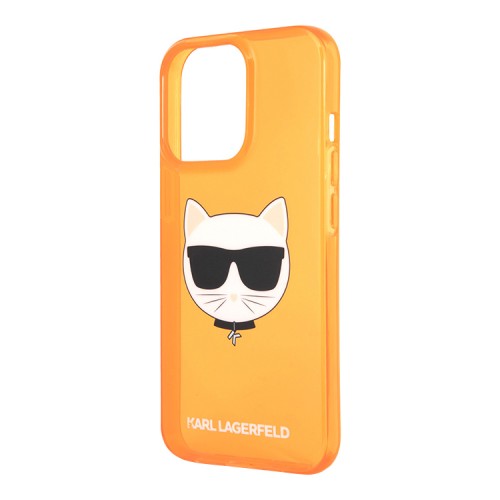 Чехол Karl Lagerfeld TPU FLUO Choupette Hard для iPhone 13 Pro Max, оранжевый