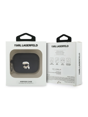 Karl Lagerfeld для Airpods Pro 3 чехол Silicone case with ring NFT 3D Karl Black