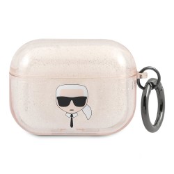 Чехол Karl Lagerfeld TPU Glitters with ring Karl Transparent для Airpods Pro, золотой