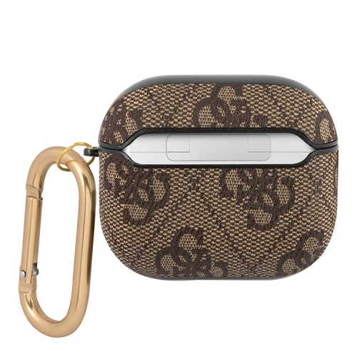 Чехол Guess PU leather 4G metal logo с карабином для Airpods 3 (2021), коричневый