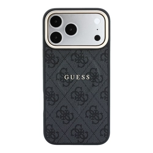 Guess для iPhone 18 Pro/17 Pro чехол PU 4G Classic metal logo Gold camera Hard Black (MagSafe)