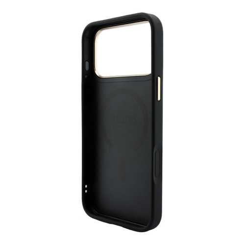 Guess для iPhone 18 Pro/17 Pro чехол PU 4G Classic metal logo Gold camera Hard Black (MagSafe)