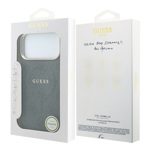 Guess для iPhone 18 Pro/17 Pro чехол PU 4G Classic metal logo Gold camera Hard Black (MagSafe)