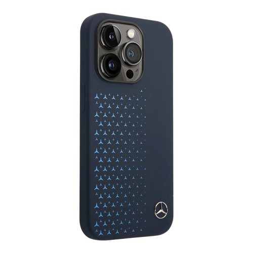 Чехол Mercedes Liquid Silicone Stars Horyzontal Hard для iPhone 14 Pro, синий