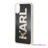 Чехол Karl Lagerfeld Liquid Glitter Karl logo Hard для iPhone XR, золотой/черный