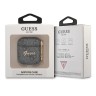 Чехол Guess PU leather 4G metal logo с карабином для Airpods 1/2, серый