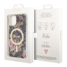 Чехол Guess Flower Hard для iPhone 14, черный/золотой (MagSafe)