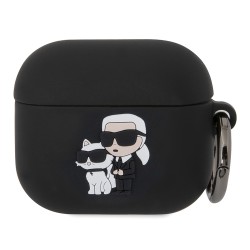 Karl Lagerfeld для Airpods 3 чехол Silicone case with ring NFT Karl & Choupette Black