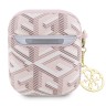 Guess для Airpods 1/2 чехол PU leather G CUBE with metal logo and Charm Pink