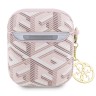 Guess для Airpods 1/2 чехол PU leather G CUBE with metal logo and Charm Pink