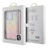 Guess для iPhone 15 Pro Max чехол PC/TPU Peony glitter +Nylon Hand cord Hard Iridescent Pink