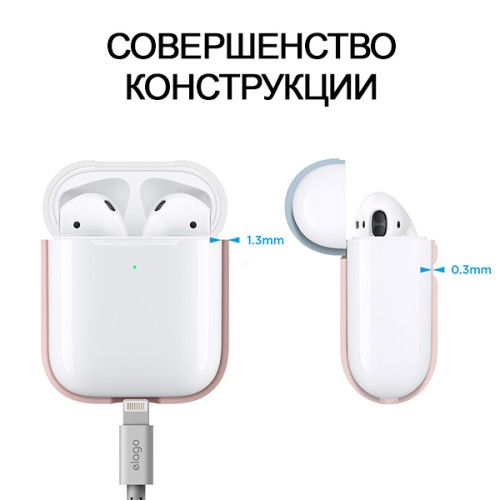 Чехол Elago Silicone Duo для AirPods 2 (wireless), розовый с крышками White и Pastel Blue