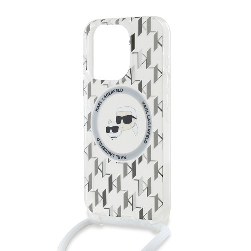 Karl Lagerfeld для iPhone 15 Pro Max чехол Crossbody PC/TPU NFT Karl&Choup Head Hard Trsp (MagSafe) +Cord