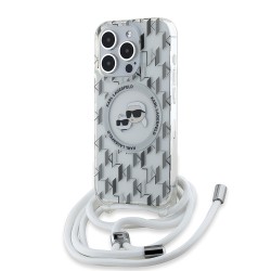 Karl Lagerfeld для iPhone 15 Pro Max чехол Crossbody PC/TPU NFT Karl&Choup Head Hard Trsp (MagSafe) +Cord