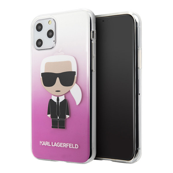 Чехол Karl Lagerfeld Iconic Karl Hard Gradient для iPhone 11 Pro, розовый