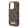 Guess для iPhone 16 Pro Max чехол PU-кожа 4G Plate metal logo Brown (MagSafe)