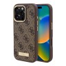 Guess для iPhone 16 Pro Max чехол PU-кожа 4G Plate metal logo Brown (MagSafe)