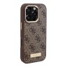 Guess для iPhone 16 Pro Max чехол PU-кожа 4G Plate metal logo Brown (MagSafe)