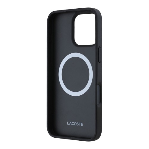 Lacoste для iPhone 16 Pro Max чехол PC/TPU&PVC iconic Woven logo Black (MagSafe)