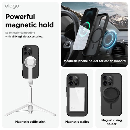 Elago для iPhone 16 Pro Max чехол HYBRID (pc/tpu) Soft Feeling Dark Grey/Black (MagSafe)