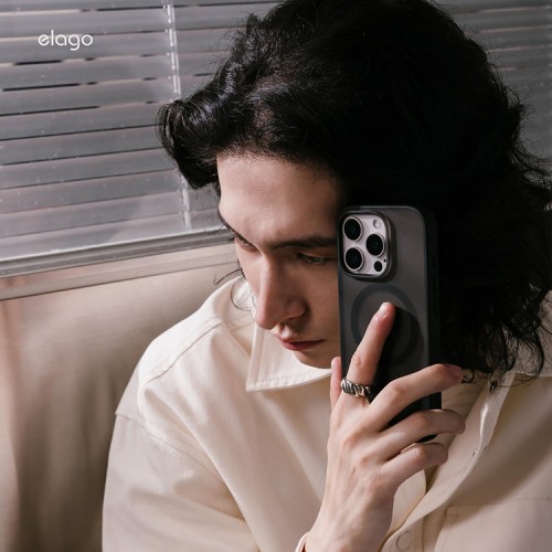 Elago для iPhone 16 Pro Max чехол HYBRID (pc/tpu) Soft Feeling Dark Grey/Black (MagSafe)