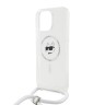Karl Lagerfeld для iPhone 16 Pro чехол Crossbody PC/TPU NFT Choupette Head Hard Transparent (MagSafe) + Cord