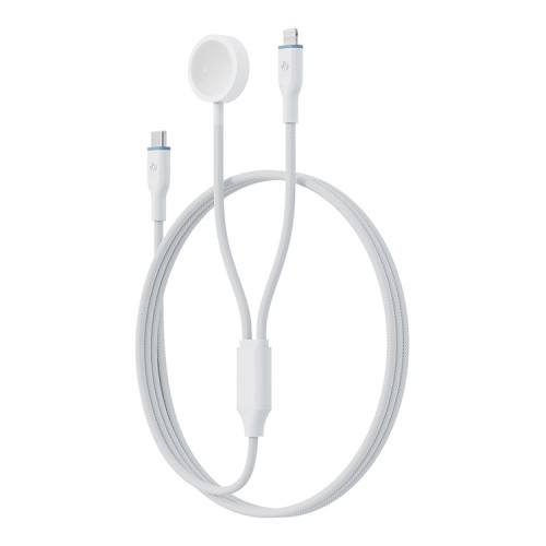 Energea ЗУ для Apple Watch Bazic GoCharge Deuce 2in1 кабель USB-C to Lightning +AW chager 1.8m White
