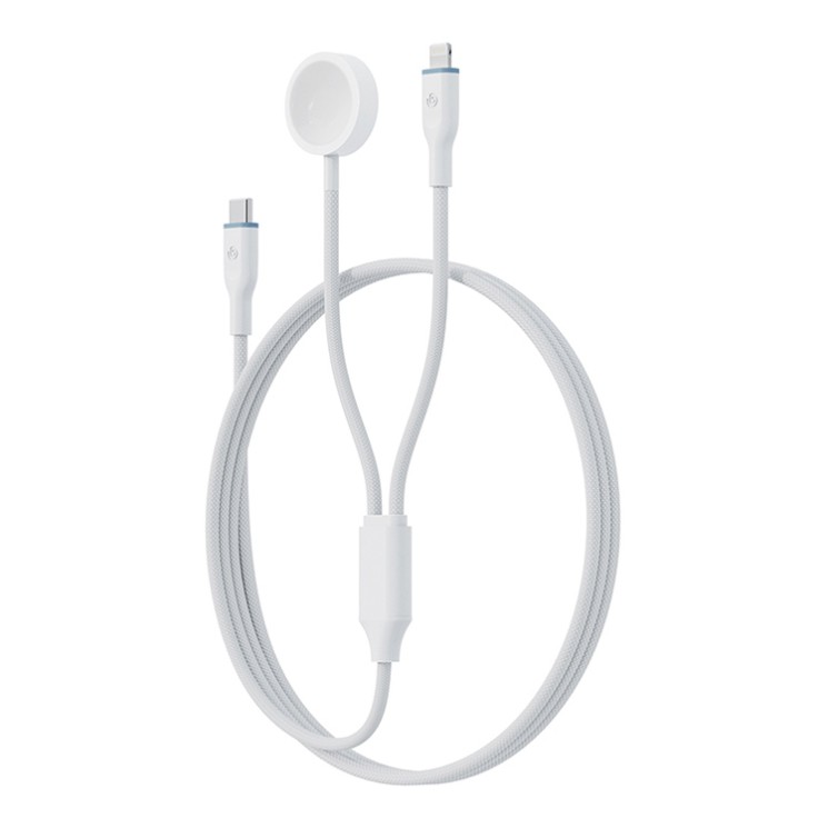 Energea ЗУ для Apple Watch Bazic GoCharge Deuce 2in1 кабель USB-C to Lightning +AW chager 1.8m White