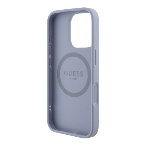 Guess для iPhone 16 Pro Max чехол PU Grained leather Small 4G metal logo Hard Purple (MagSafe)