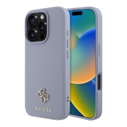 Guess для iPhone 16 Pro Max чехол PU Grained leather Small 4G metal logo Hard Purple (MagSafe)