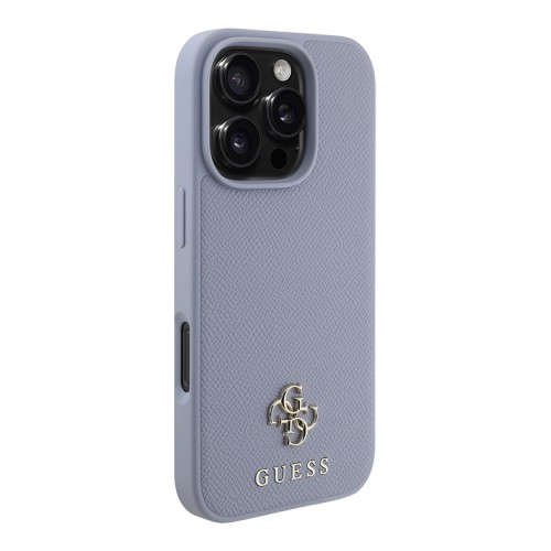 Guess для iPhone 16 Pro Max чехол PU Grained leather Small 4G metal logo Hard Purple (MagSafe)