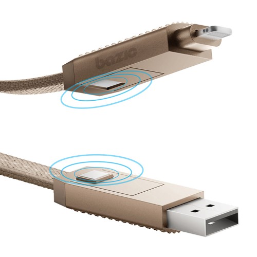 Energea Кабель Bazic GoCharge AluCable 4-in-1 (In USB-A/C, Out USB-C/Lightning) 60W Gold 1.0m
