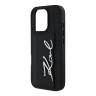 Karl Lagerfeld для iPhone 16 Pro чехол Cardslot PU Grained leather Metal Signature Hard Black