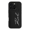 Karl Lagerfeld для iPhone 16 Pro чехол Cardslot PU Grained leather Metal Signature Hard Black